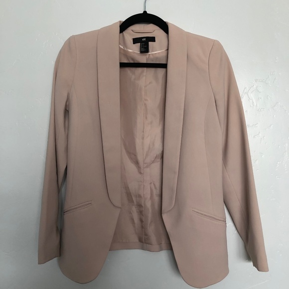 H&M Jackets & Blazers - H&M Nude Straight-Cut Long Sleeve Jacket